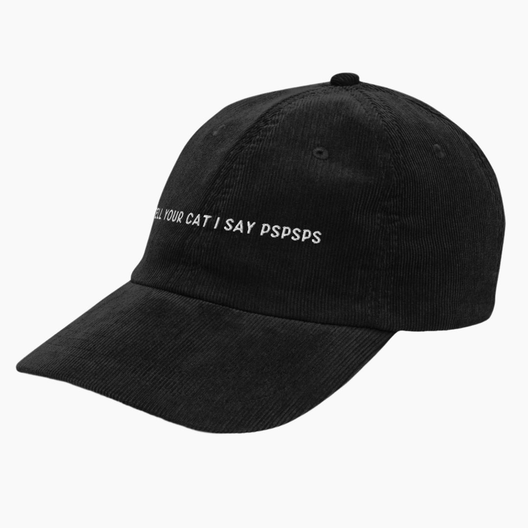 Tell Your Cat Corduroy Cap Black Left Front