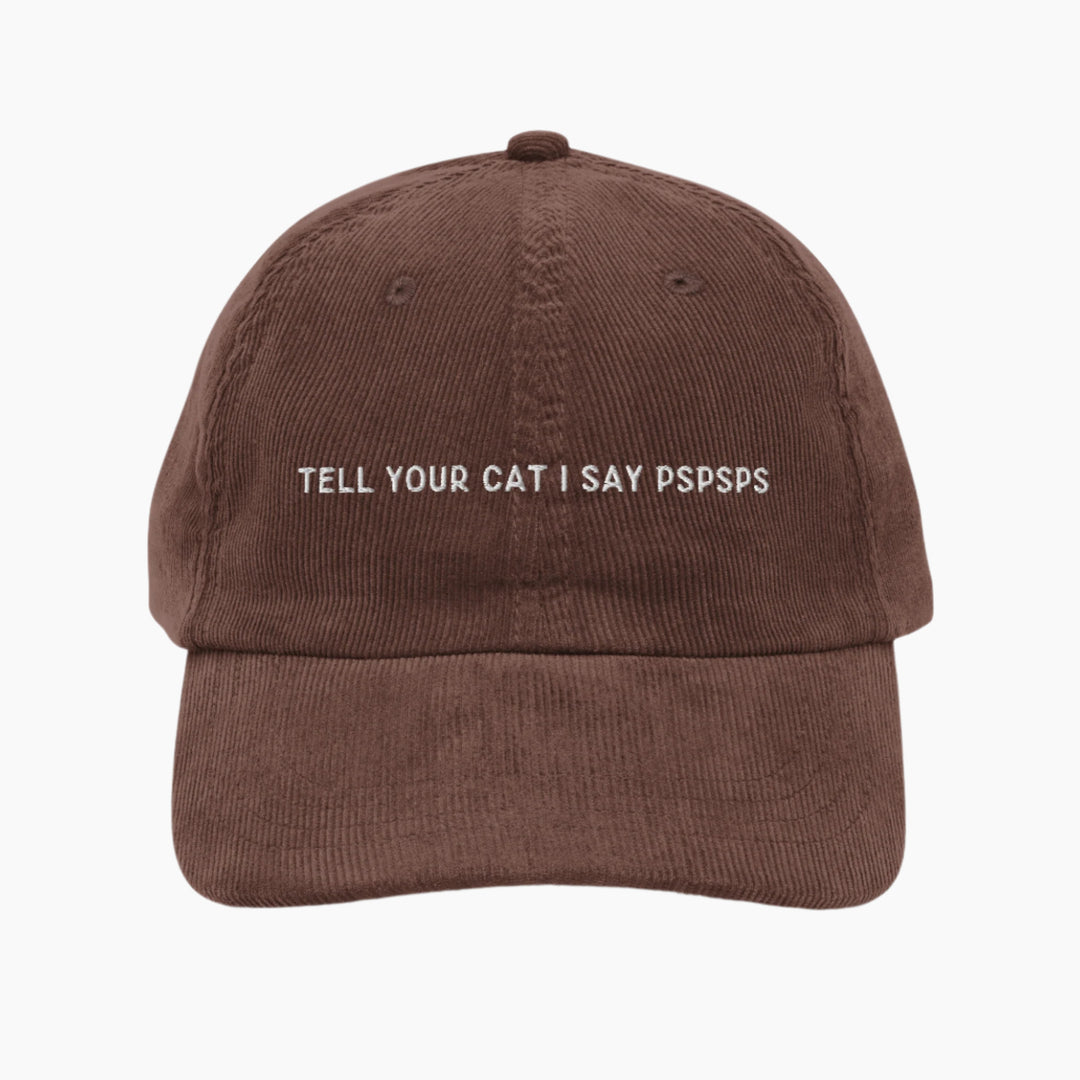 Tell Your Cat Corduroy Cap Brown Front