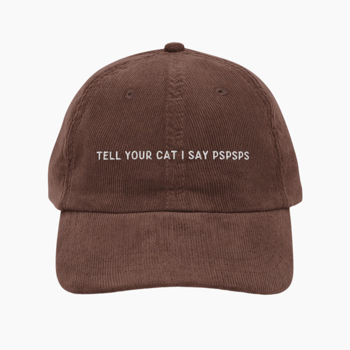Tell Your Cat Corduroy Cap Brown Front