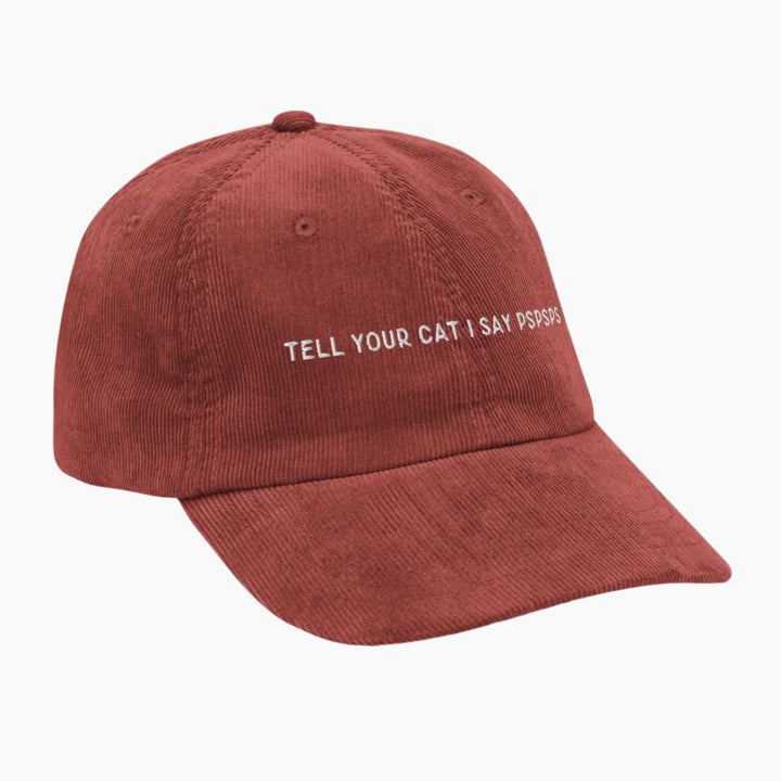 Tell Your Cat Corduroy Cap Burgundy Right Front