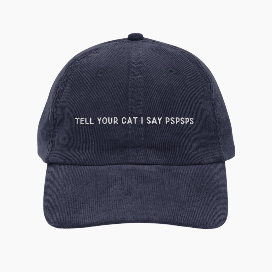 Tell Your Cat Corduroy Cap Navy Front
