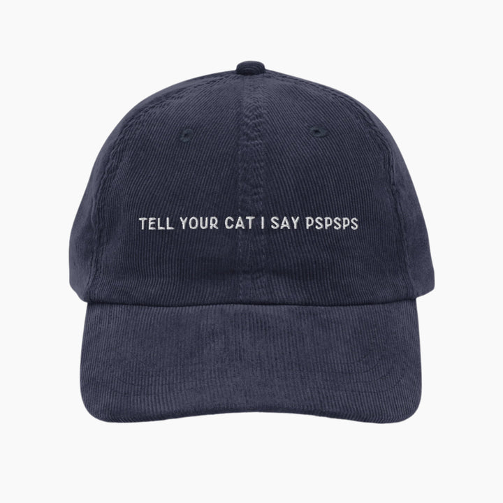 Tell Your Cat Corduroy Cap Navy Front
