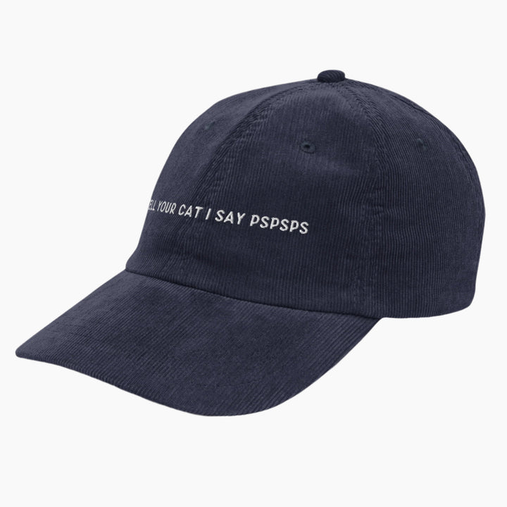 Tell Your Cat Corduroy Cap Navy Left Front