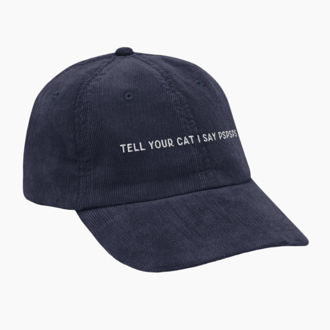 Tell Your Cat Corduroy Cap Navy Right Front
