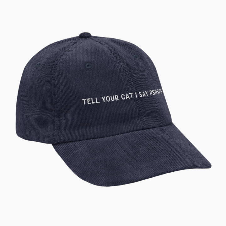 Tell Your Cat Corduroy Cap Navy Right Front